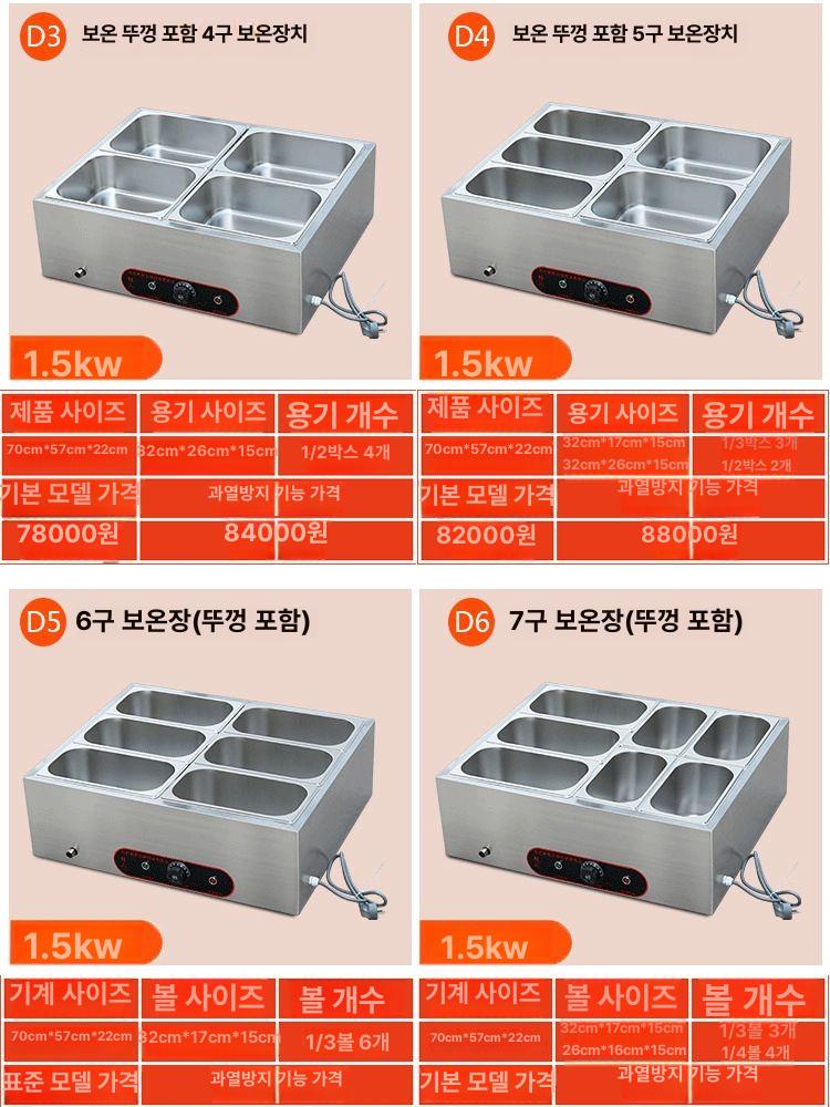 음식 보온기 가열기 뷔페 데우기 웨딩홀 반찬 업소용 온장고 B2 모델 3칸 - 상세 이미지 5