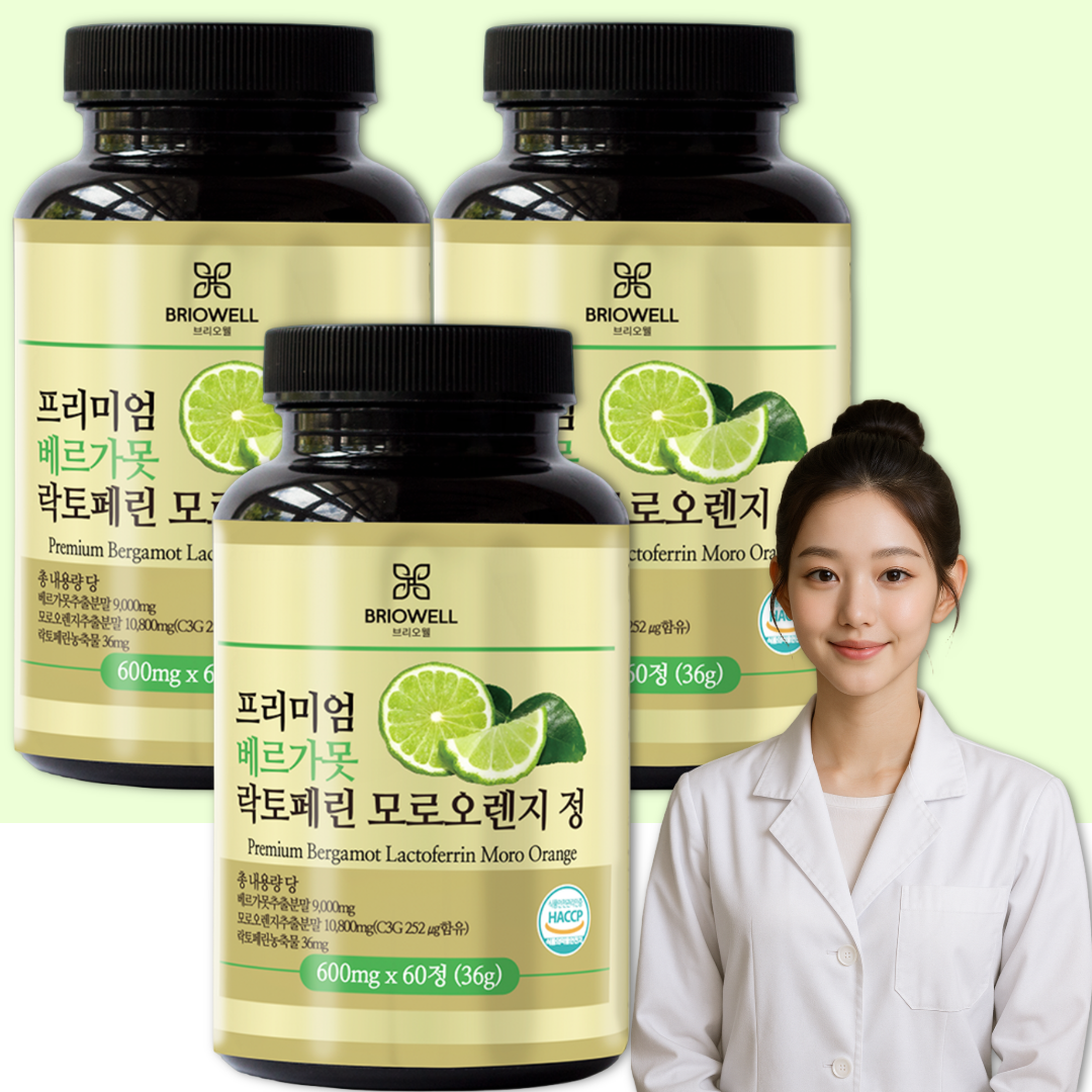베르가못 추출물 효능 이탈리아 프리미엄 락토페린 모로오렌지 브리오웰 60정, 3개
