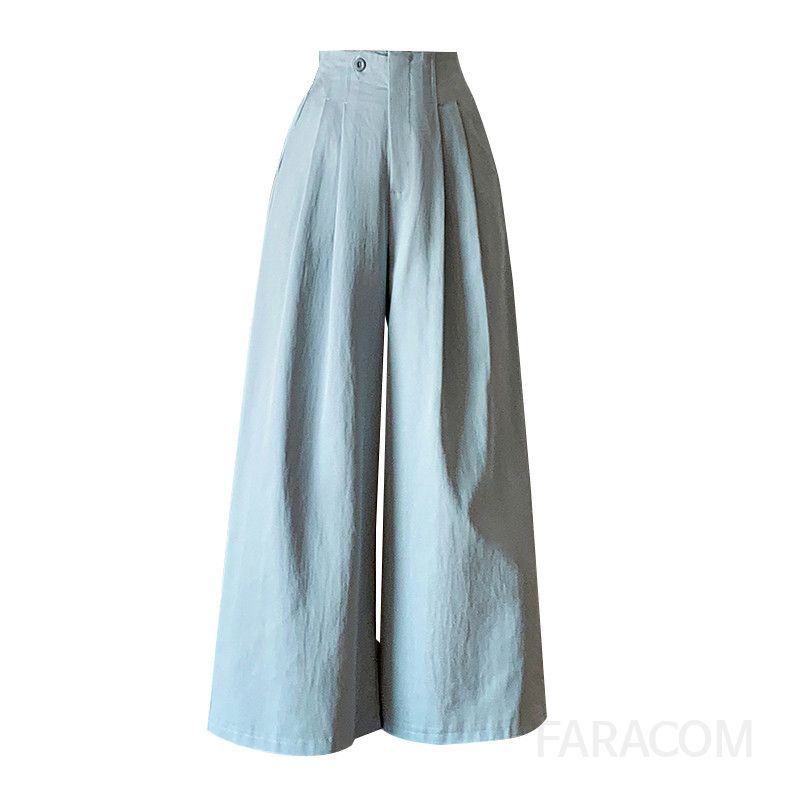 여성 하이웨이스트 와이드팬츠 코튼 소재 슬림 디자인 캐주얼 바지 루즈핏 편안한 착용감 데일리 여름용 통기성 좋은 스타일리시한 외출용 - 상세 이미지 5