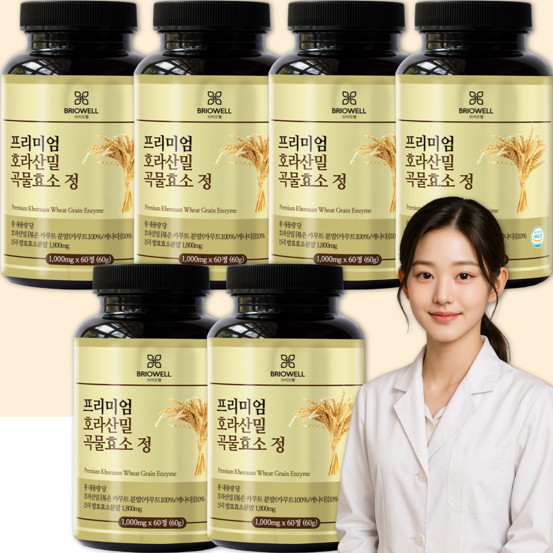 카무드 효소 카뮤트 카무트 호라산밀 추천 분말 가루 역가수치 브리오웰 60정, 6개 - 메인 이미지