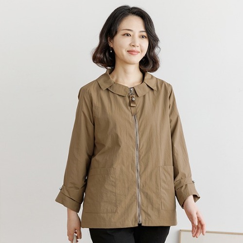 엄마옷 조이마담 J3371 핀턱카라 트임 자켓 중년여성의류 - 메인 이미지