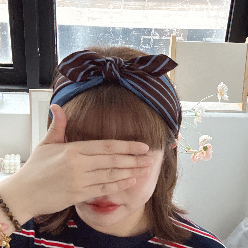 (무배)라떼블루스프라이트헤어밴드 리본머리띠 머리띠 면헤어밴드 - 상세 이미지 5