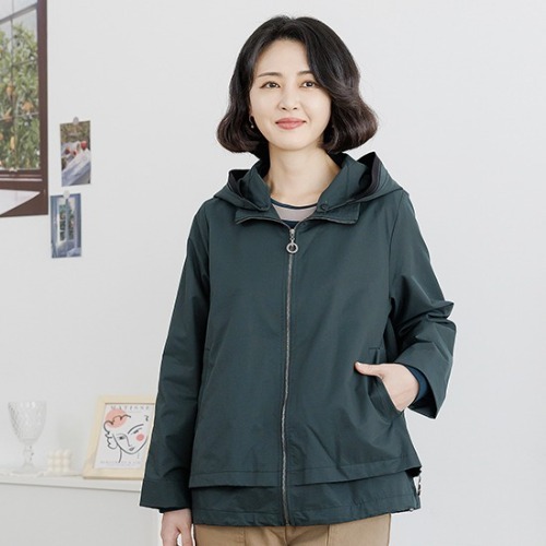 엄마옷 조이마담 J3377 시보리 후드 이중 점퍼 중년여성의류 - 메인 이미지