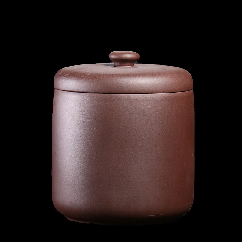 보이차 항아리 자사 오래된 다도 차통 보관 단지 보관통 중형 약 7.0kg 레드원형버튼 - 상세 이미지 5