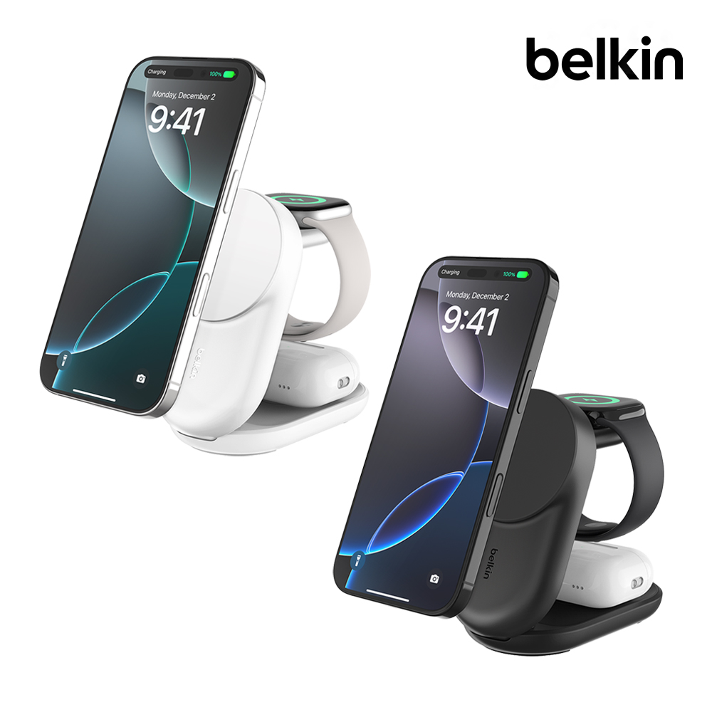 벨킨 Qi2 25W 3in1 울트라차지 폴더블 마그네틱 무선 초고속 충전기 WIZ037 아이폰17 16 호환