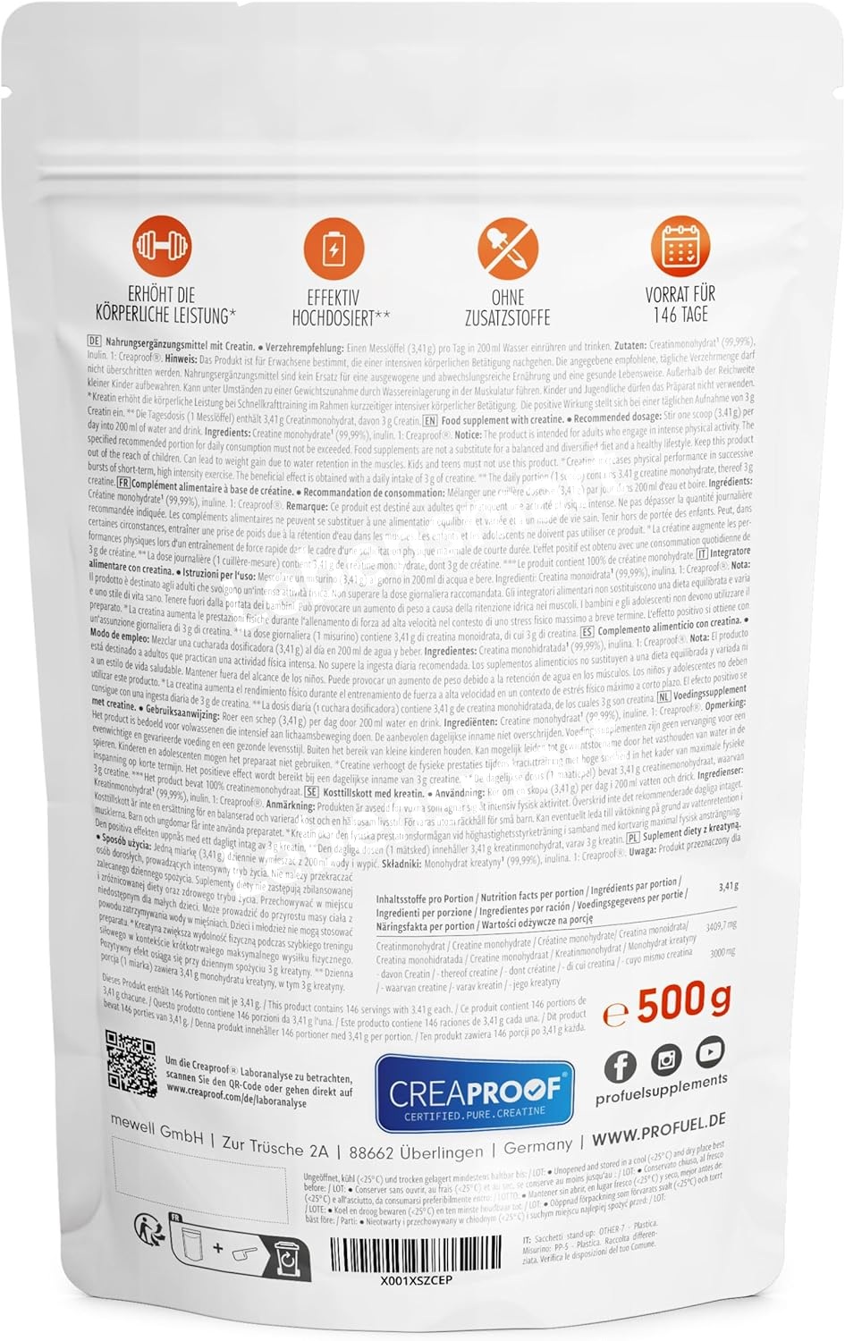 프로퓨엘 크레아틴 모노하이드레이트 프리미엄 500g 이미지 6