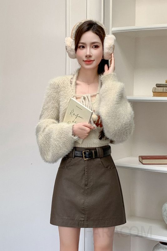 여성 레더 미니스커트 하이웨스트 A라인 가죽 치마 포켓 슬림핏 가을 겨울 데이트룩 데일리 블랙 브라운 이미지 6