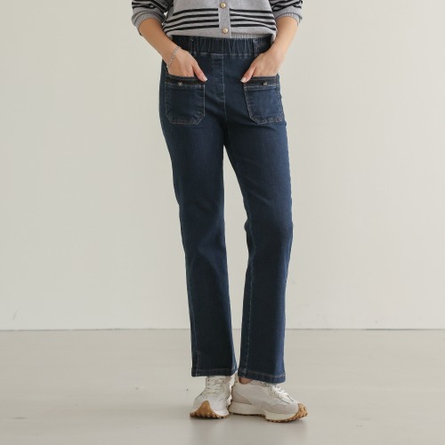 엄마옷 조이마담 PT90210 펄 버튼포켓 밴딩 부츠컷 청바지 데님팬츠 중년여성의류