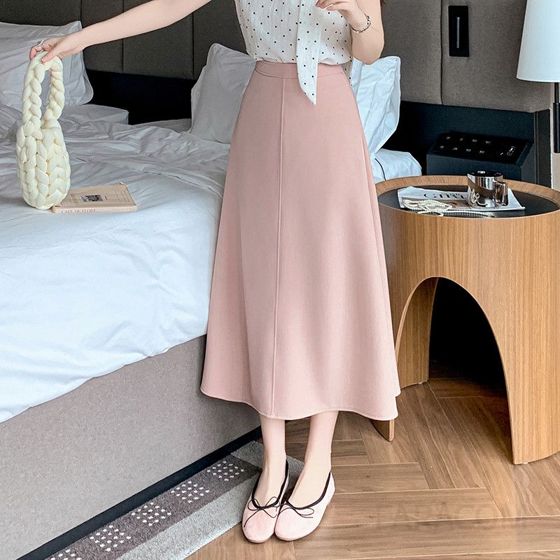A라인 롱스커트 하이웨스트 슬림핏 여성 가을 데일리 스타일 힙 커버 캐주얼 플레어스커트 올매치 패션 정장룩 모던한 디자인 - 상세 이미지 2