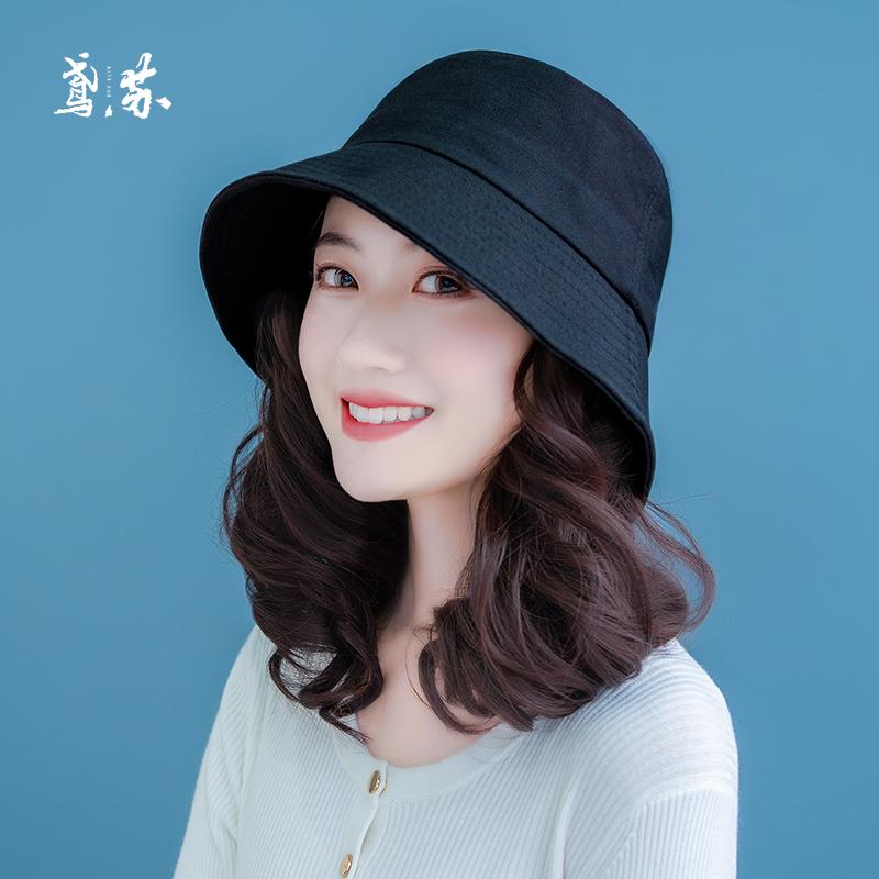 가발달린모자 항암가발 웨이브 펌 가발 모자 분리 사계절 어부모자 블랙 짧은 곱슬머리 A - 상세 이미지 4