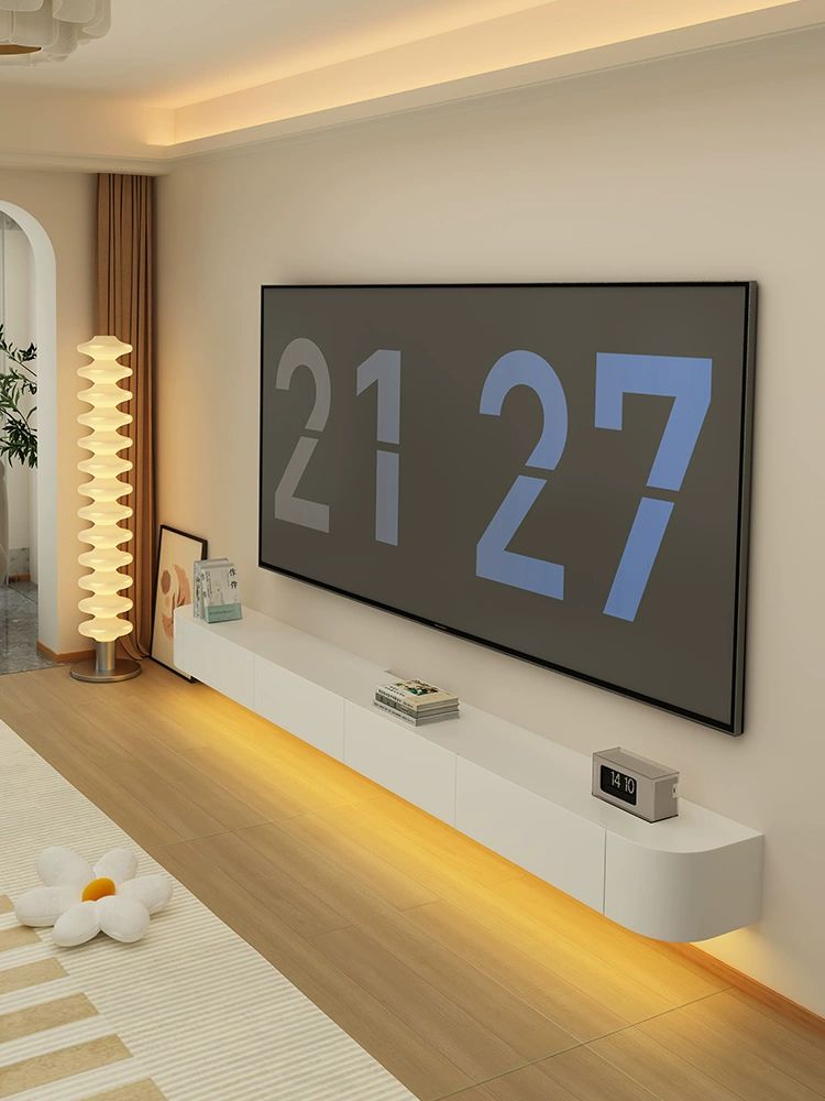벽걸이 티비장 TV 거실장 다이 선반 장식장 인테리어 북유럽 무지주 수납 흰색 2.2m 2.2m TV 화이트 A - 상세 이미지 5