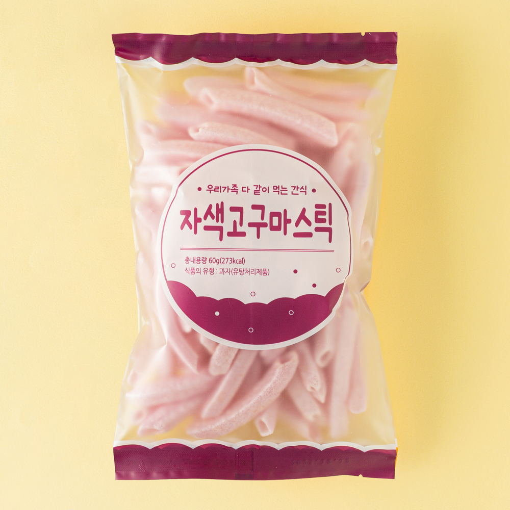 자색고구마스틱 60gX6개 소포장 뻥튀기 옛날과자간식 추억의간식 - 상세 이미지 4