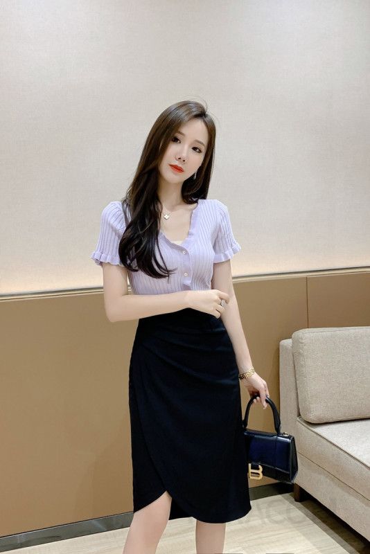 여성 미디 플리츠 스커트 블랙 하이웨이스트 A라인 초가을 데일리룩 슬림핏 스타일 홍콩 감성 패션 아이템 - 상세 이미지 5