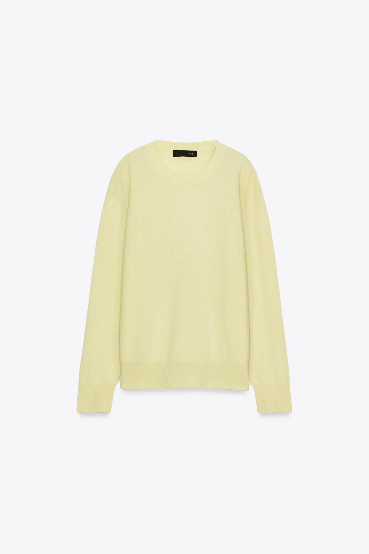 자라 100 엑스트라 소프트 울 라운드넥 니트 스웨터 9598/104 LIGHT YELLOW - 상품 이미지