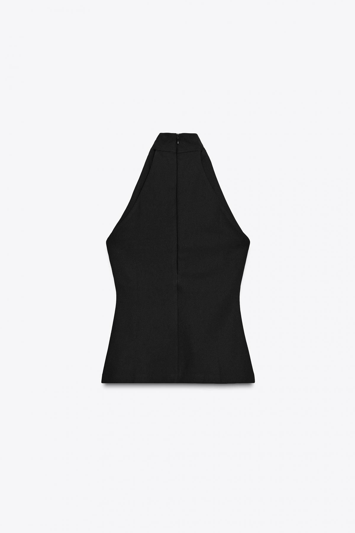 자라 모던 크레이프 홀터넥 민소매 탑 3641/710 BLACK - 상세 이미지 5