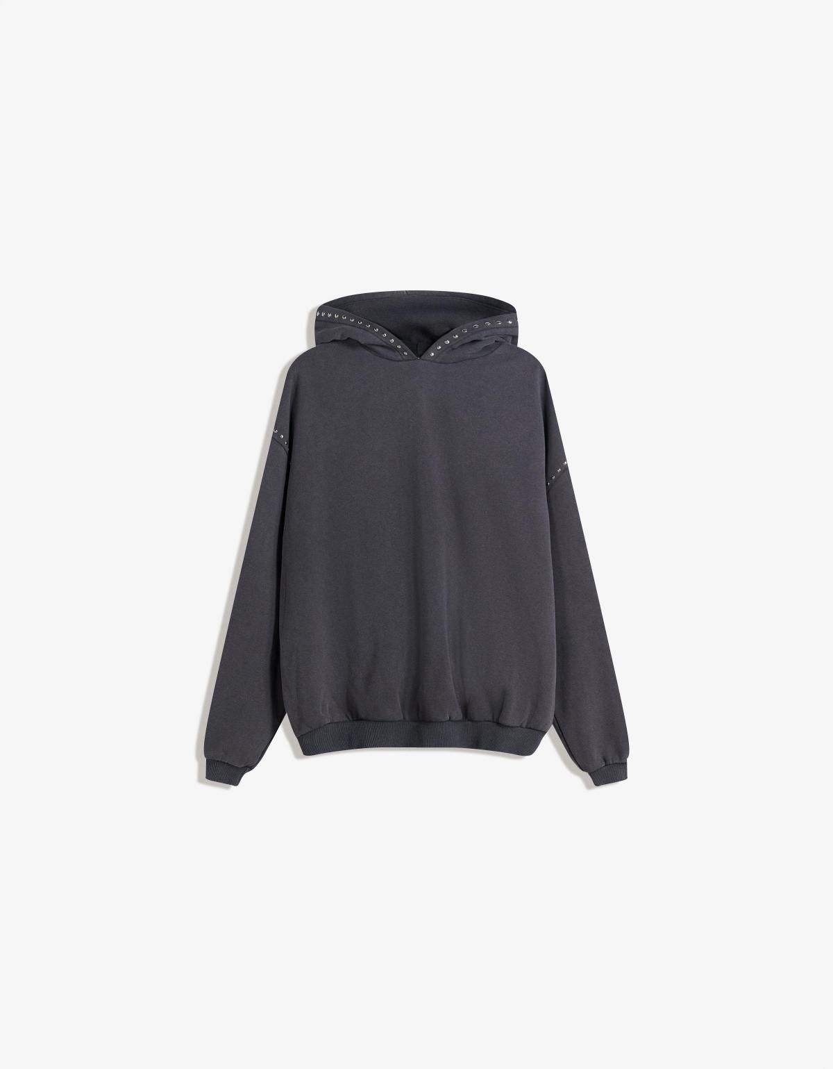 버쉬카 베이직 다크그레이 오버핏 후드티 7219/660 DARK GREY - 메인 이미지