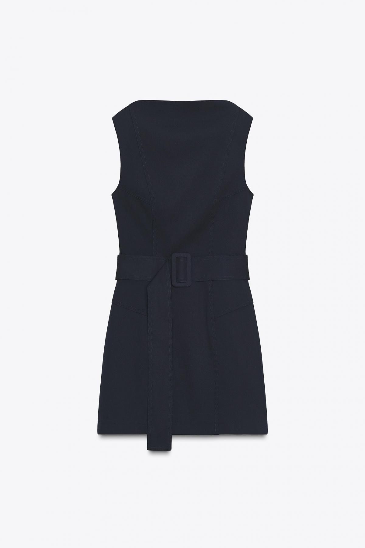 자라 보트넥 슬리브리스 벨티드 미니 원피스 2180/252 DARK NAVY - 메인 이미지