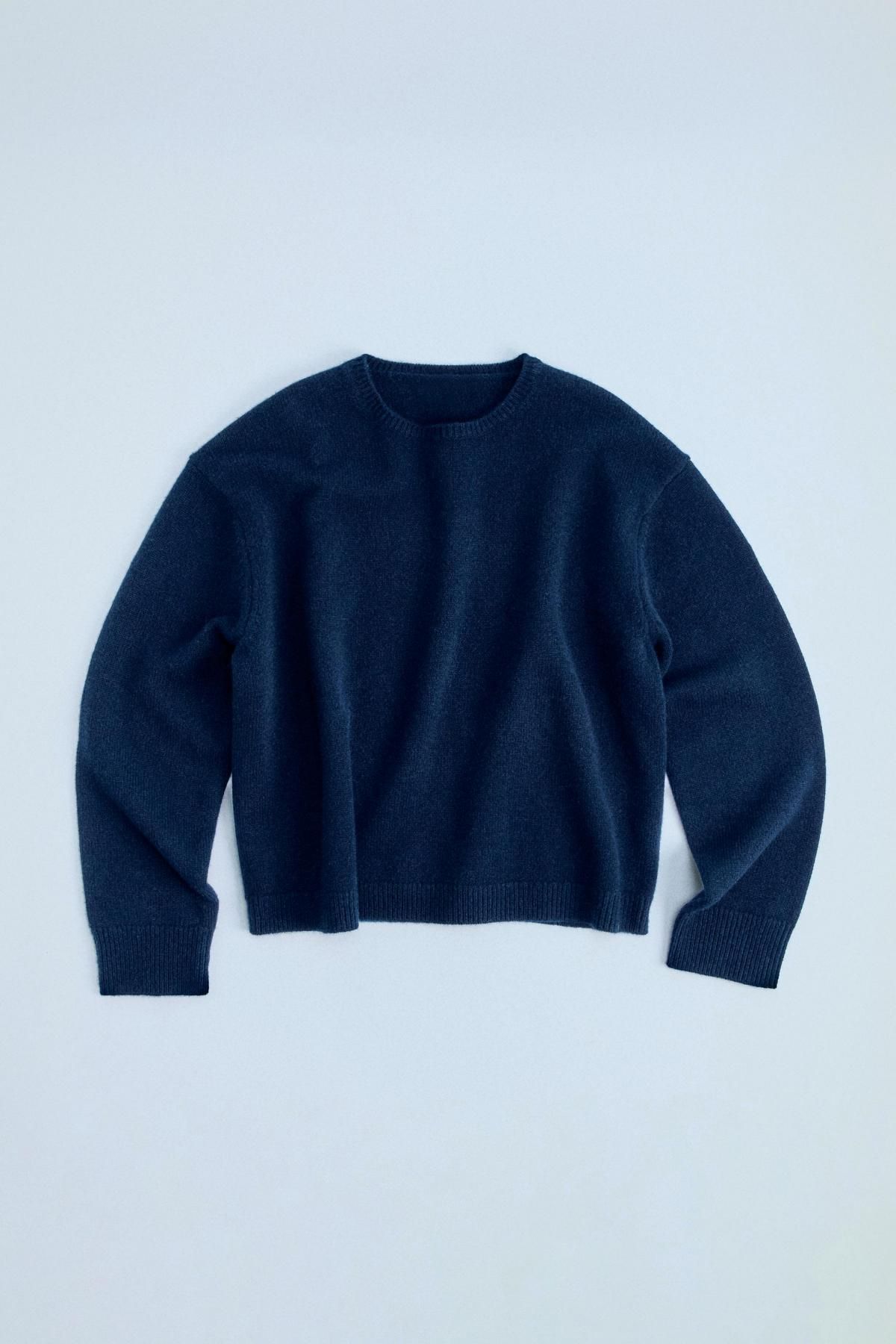 자라 프리미엄 울 라운드넥 니트 스웨터 2893/504 NAVY BLUE - 상품 이미지