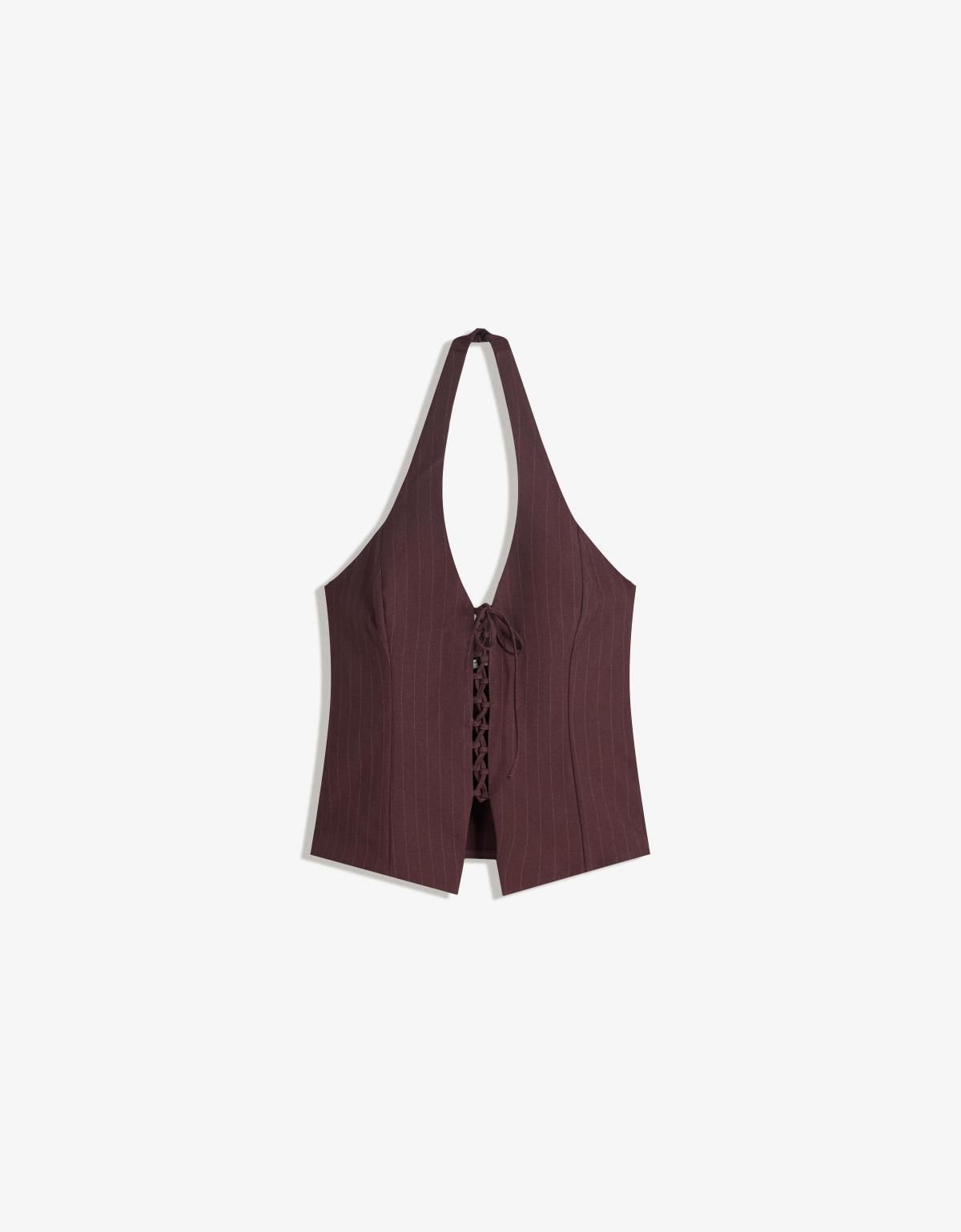 버쉬카 테크니컬 벵갈린 홀터넥 민소매 탑 8813/710 RED - 상품 이미지