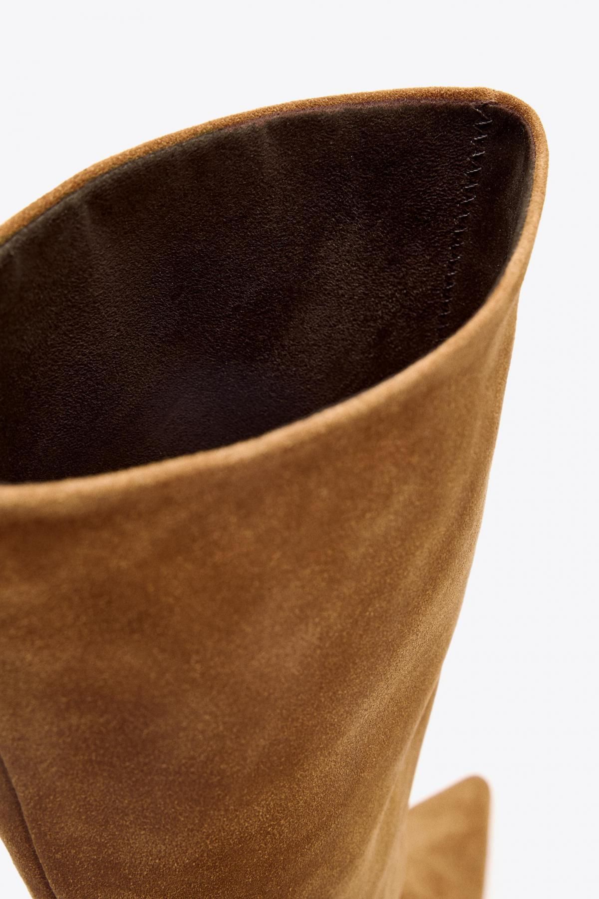 자라 스웨이드 포인티드토 키튼힐 롱부츠 1001/610 BROWN 이미지 7