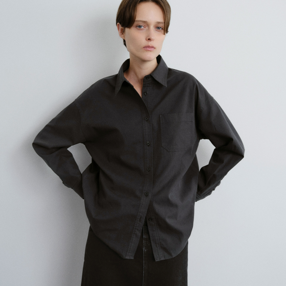 [블루브릭] Twill washing shirt (charcoal) - 상품 이미지