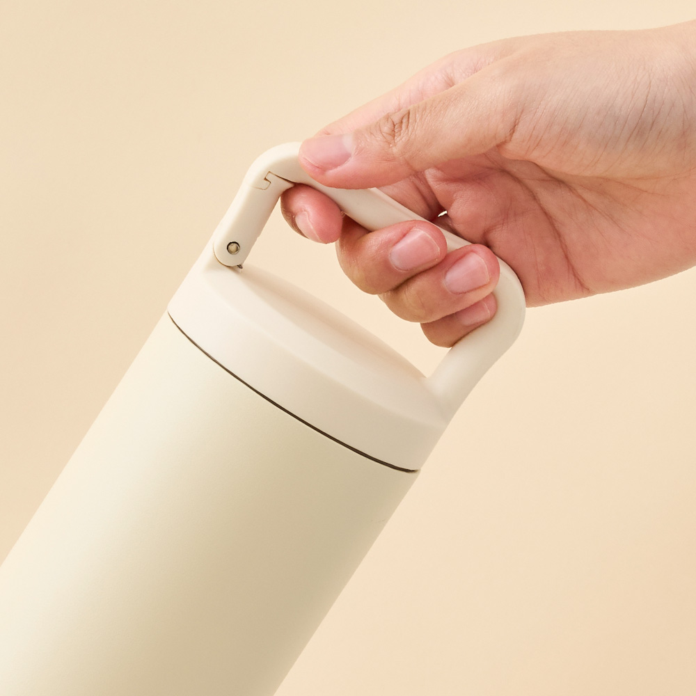 노멀라이프 스텐 손잡이 텀블러 보온보냉 휴대용 물병 핸디후크 텀블러 550ml 크림 - 상세 이미지 5