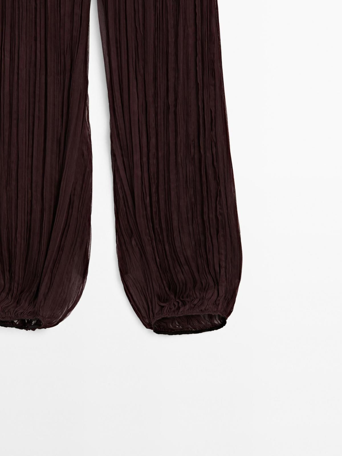 마시모두띠 시스루 플리츠 벌룬핏 와이드 팬츠 9001/950 BURGUNDY - 상세 이미지 5