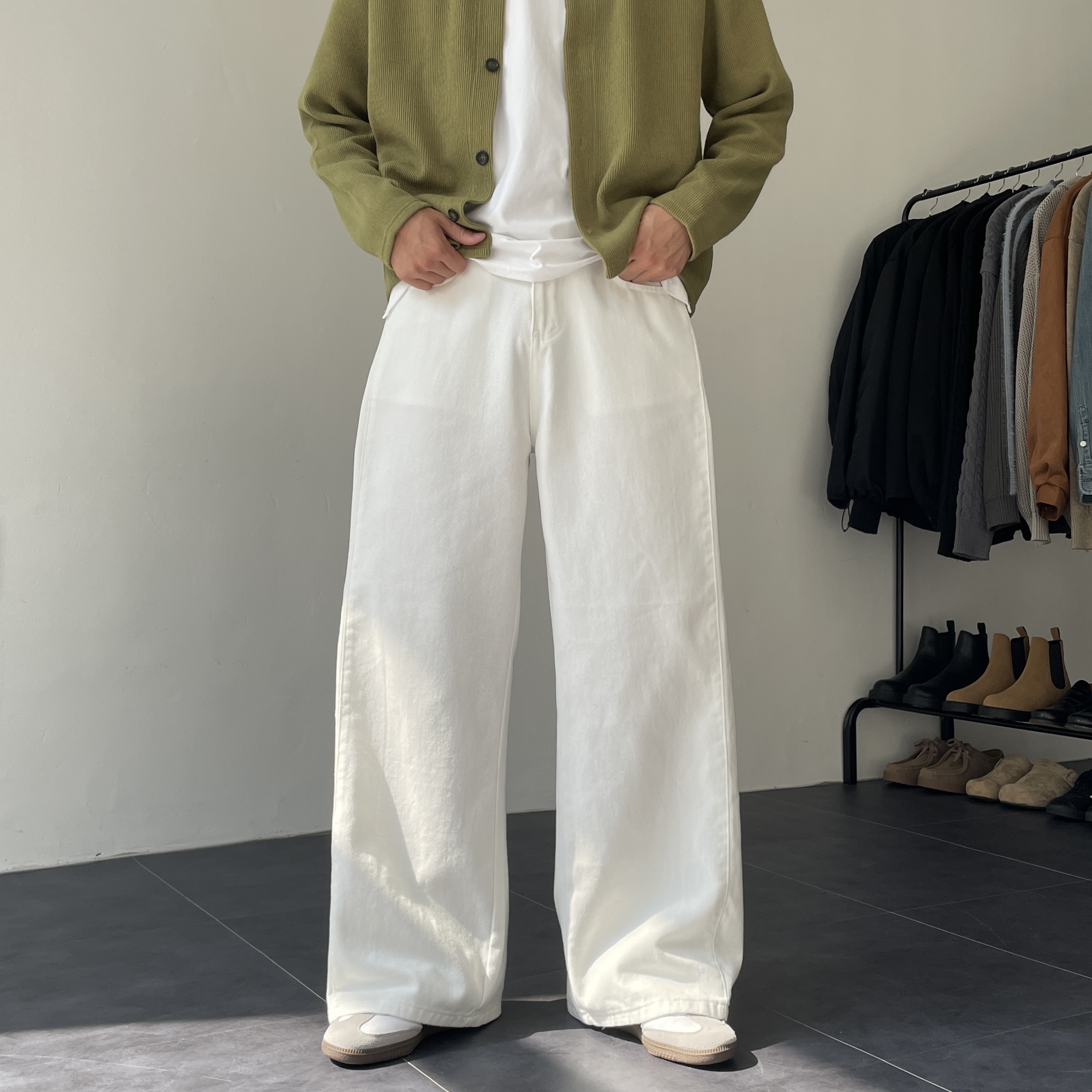 치노팬츠 남자와이팬츠 남자흰바지 - 상품 이미지