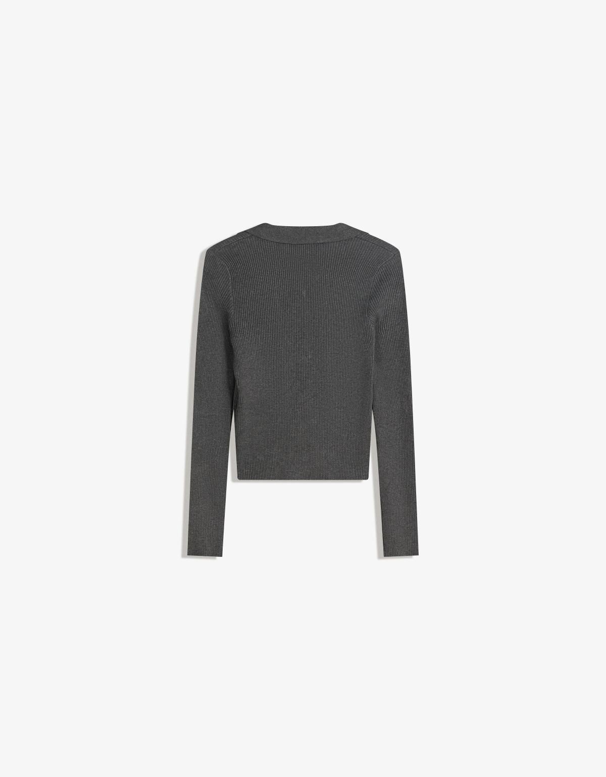 버쉬카 폴로카라 긴팔 골지 니트 스웨터 7106/653 DARK GREY - 상세 이미지 2