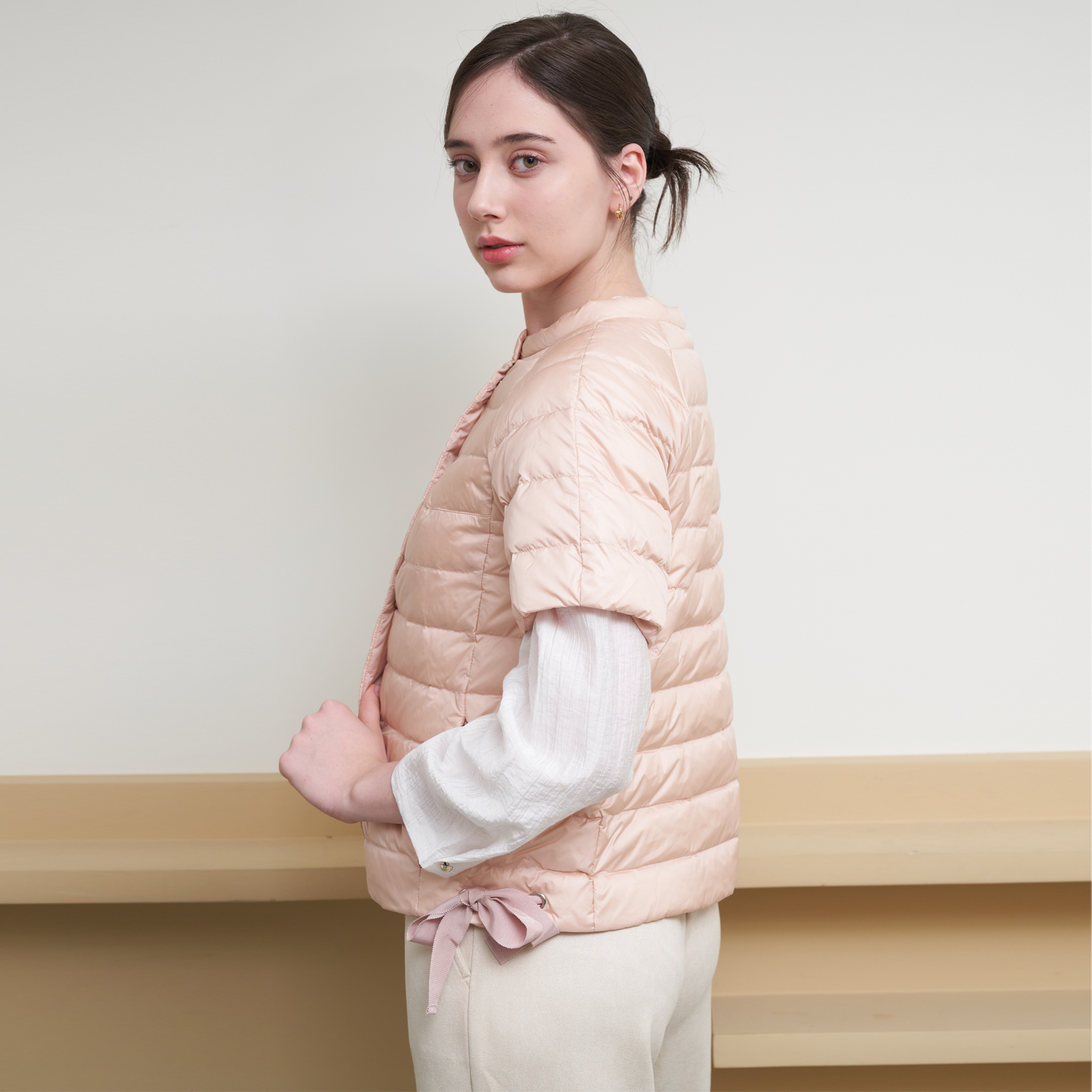 [1color] Lipbbam 립밤 하프 슬리브 덕다운 패딩 LJW001 - 상세 이미지 4