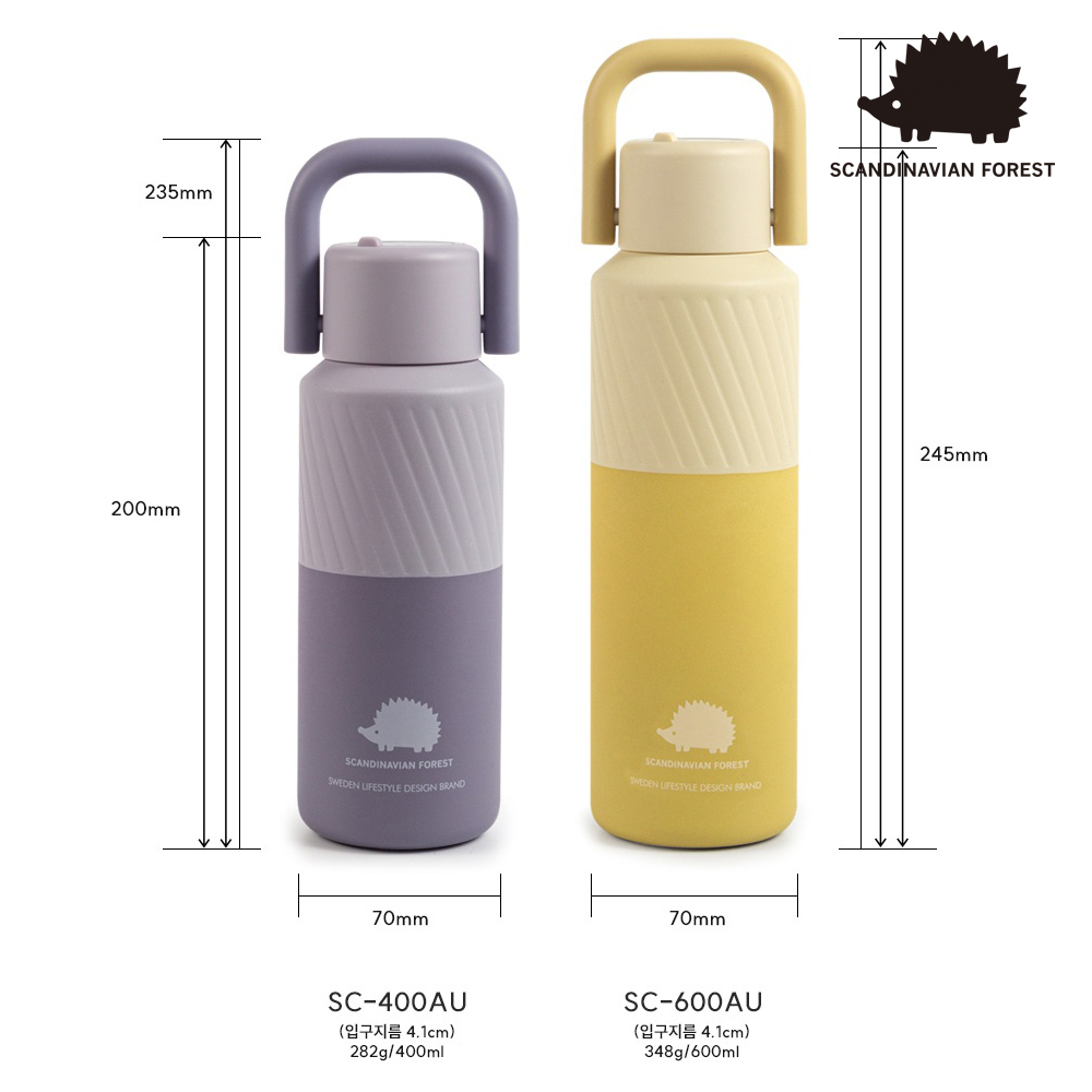 스칸디나비안 포레스트 빅핸드 손잡이 텀블러 빨대포함 600ml, 파스텔퍼플