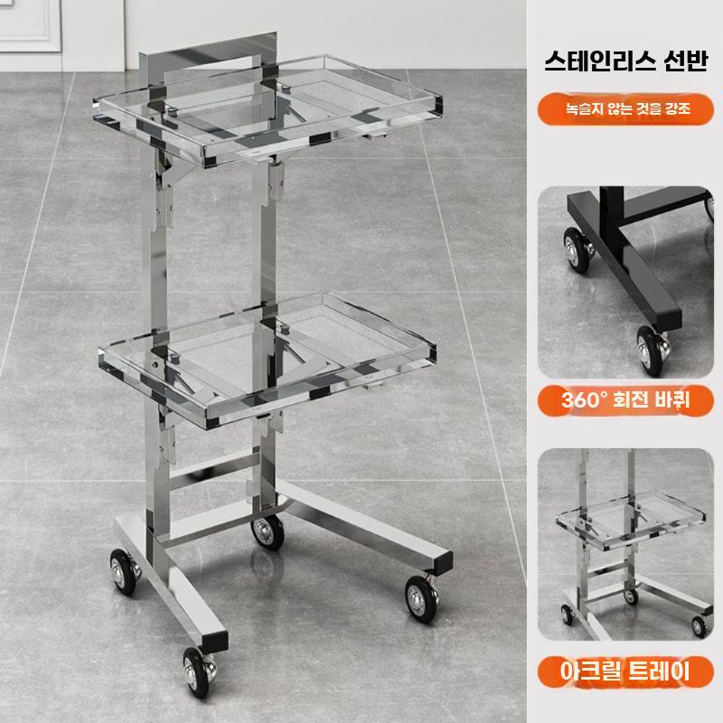 미용트롤리 이동식 선반 피부샵 뷰티 수납 츄레이 왜건 - 상세 이미지 3