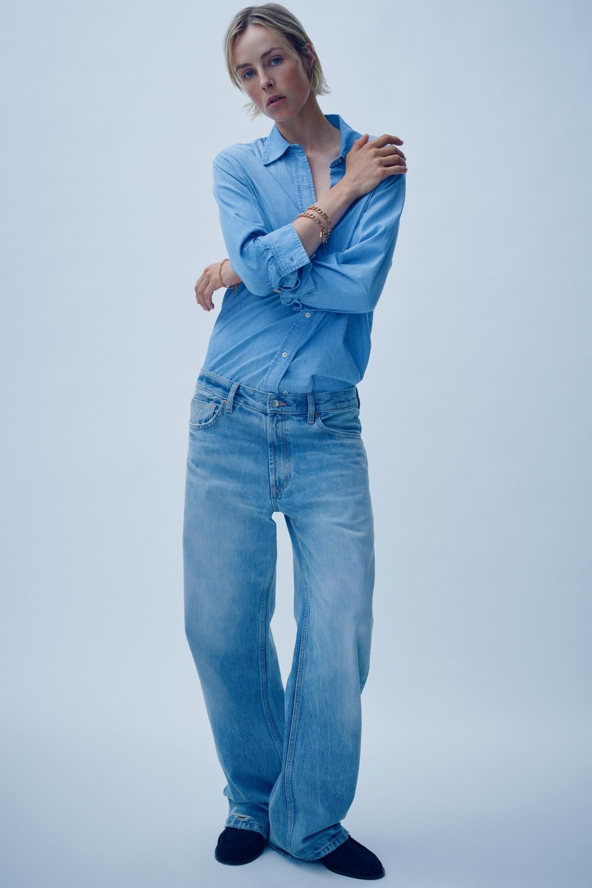 자라 데님 레귤러핏 긴팔 셔츠 6929/907 LIGHT BLUE - 상세 이미지 2