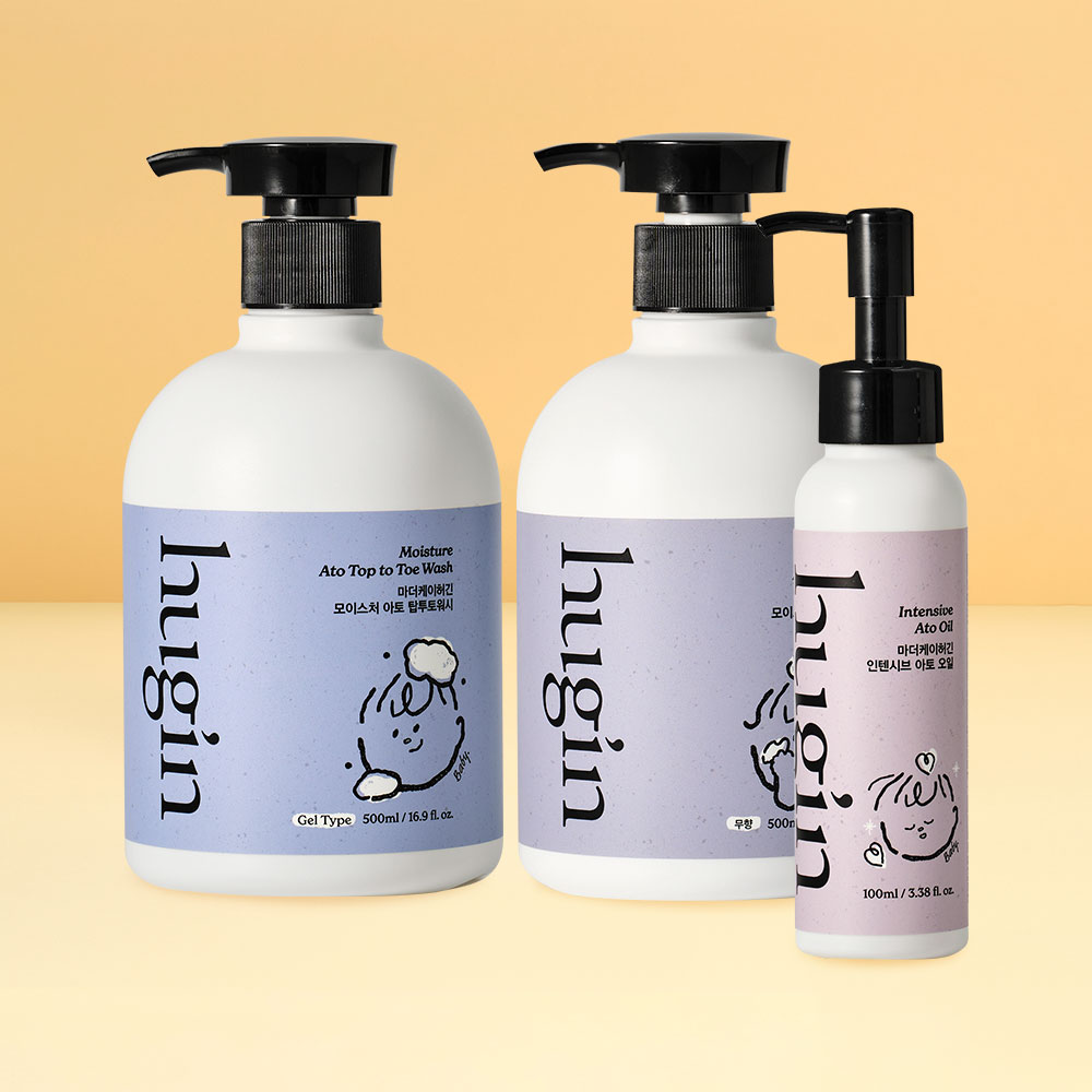 허긴 아기 신생아 아토 3종 출산준비 세트 (탑투토워시+로션+오일)