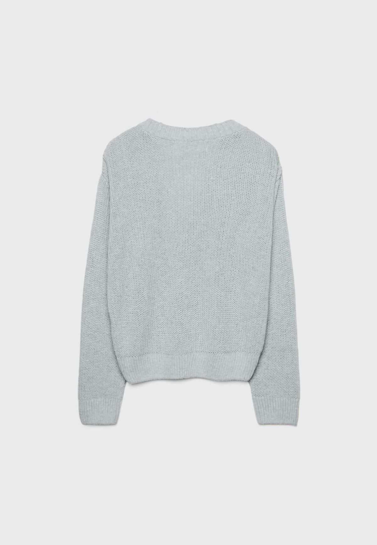 스트라디바리우스 라이트그레이 브이넥 버튼업 니트 가디건 7549/210 GREY MELANGE - 상세 이미지 3