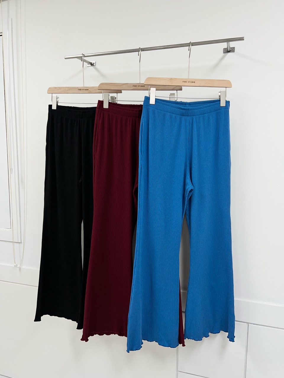 스판 밴딩 골지 부츠컷 팬츠 가을 쫀쫀 긴바지 슬랙스 - 상품 이미지