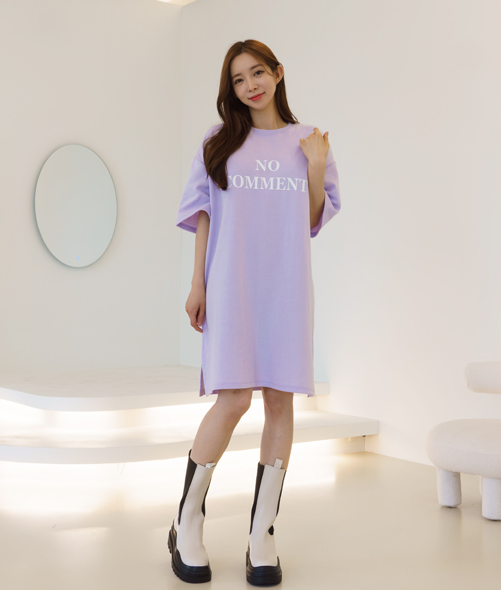 노컴 5부소매 반팔 롱 미디원피스 잠옷 키작녀 홈웨어 루즈핏 이미지 3