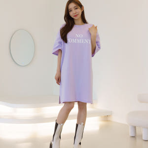 노컴 5부소매 반팔 롱 미디원피스 잠옷 키작녀 홈웨어 루즈핏 착용 후기 | 사이즈/핏 총정리 - 상품 이미지 3