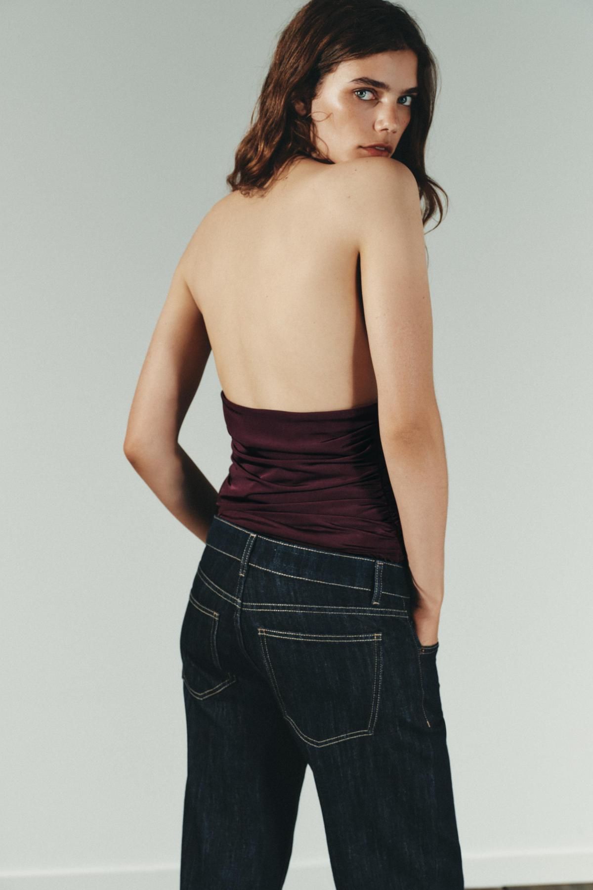 자라 메탈 주얼 드레이프 홀터넥 바디수트 4772/102 BURGUNDY - 상세 이미지 5