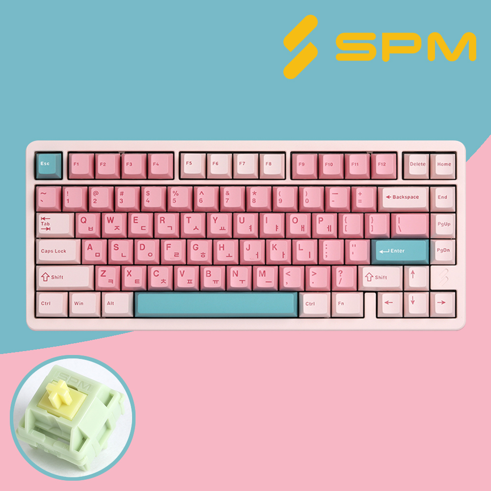 SPM 조약돌75 풀알루미늄 무선키보드 파우더핑크, 페블축, 45g