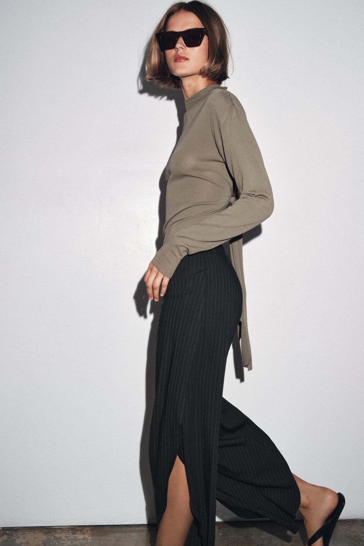 자라 테크니컬 핀스트라이프 슬릿 팬츠 8092/037 STRIPED - 상세 이미지 4