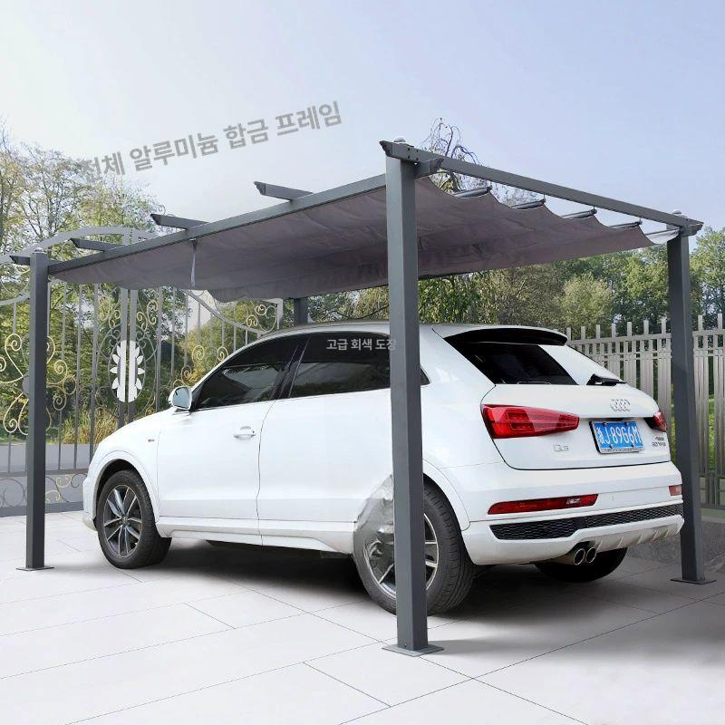 야외 파고라 스카이어닝 조립식 루프탑 주차장 테라스 8cm 3x4m 그레이 오프화이트 - 상세 이미지 3