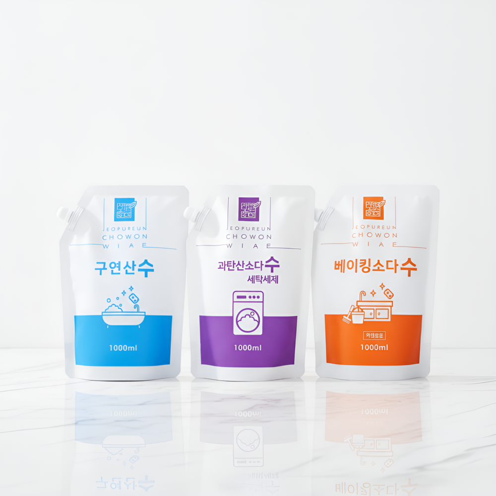 과탄산소다수 구연산수 베이킹소다수 1000ml 워터 액상형 세트 - 상품 이미지