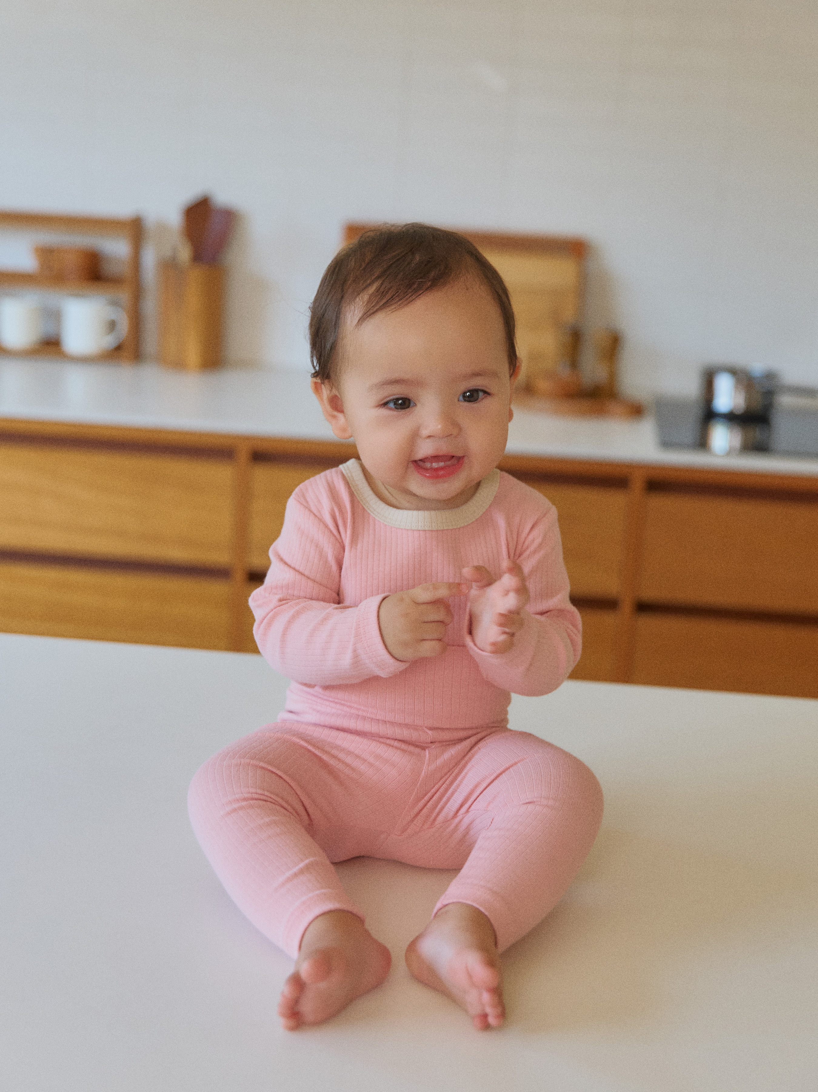 로라밤 텐션 모달 골지 슈트세트 유아 아기 신생아 50일 100일