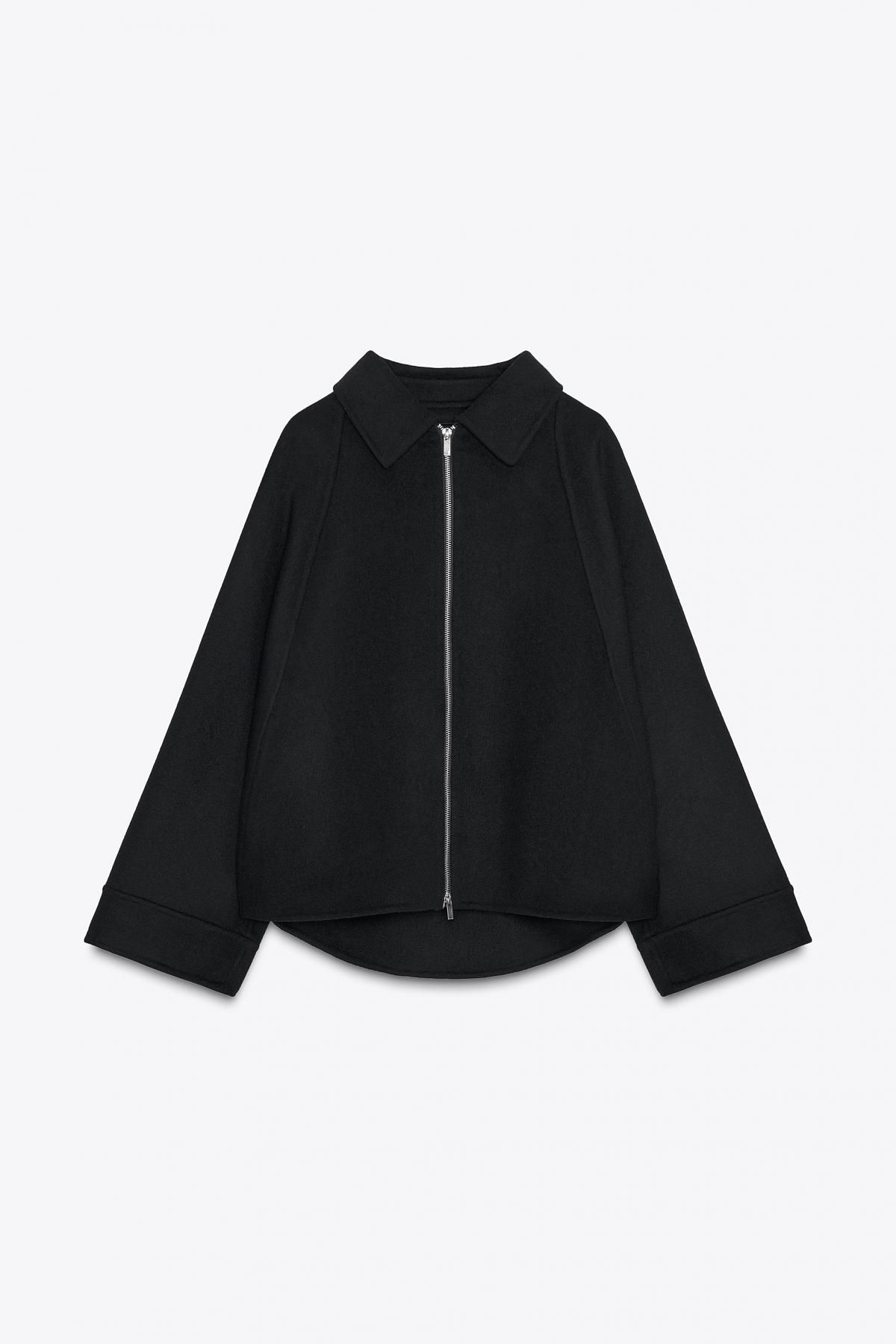 자라 울블렌드 테크니컬 집업 재킷 8491/245 BLACK - 메인 이미지