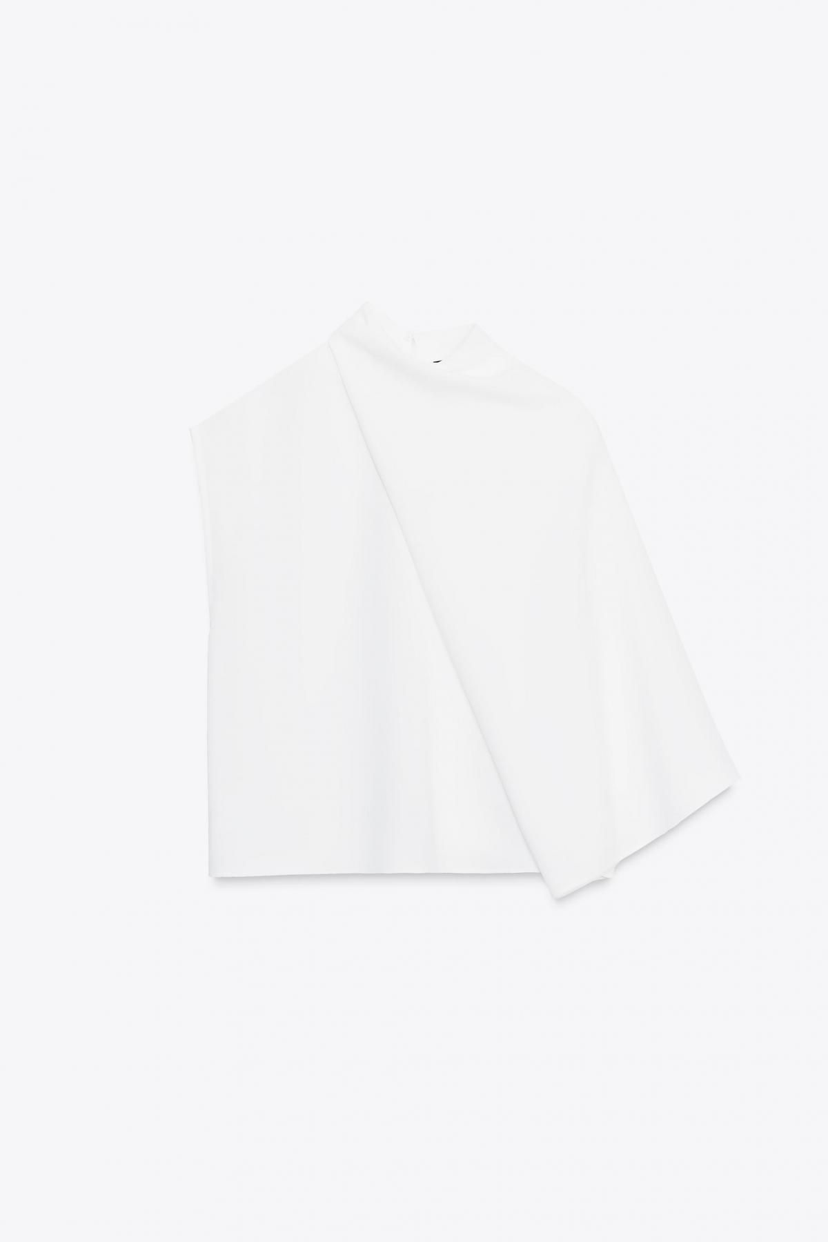 자라 모던 언밸런스 하이넥 케이프 탑 5029/184 OYSTER-WHITE - 메인 이미지