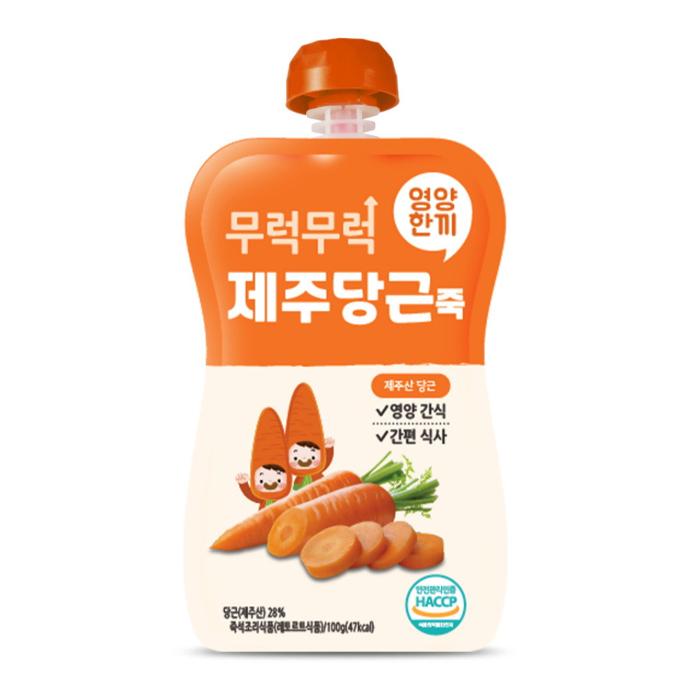 간편식 아기죽 아기퓨레 무럭무럭 키즈죽, 과일퓨레 제주당근, 100g, 1개
