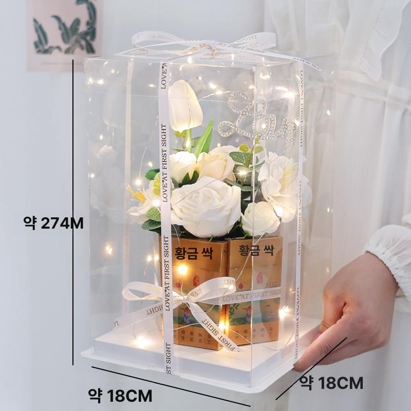 인조꽃 플라워 튤립 꽃병 기프트 박스 학예회 꽃꽂이 부케 재롱잔치 졸업식 인공 꽃다발 원형 선물 상자xdiy 재료 패키지 - 상세 이미지 3