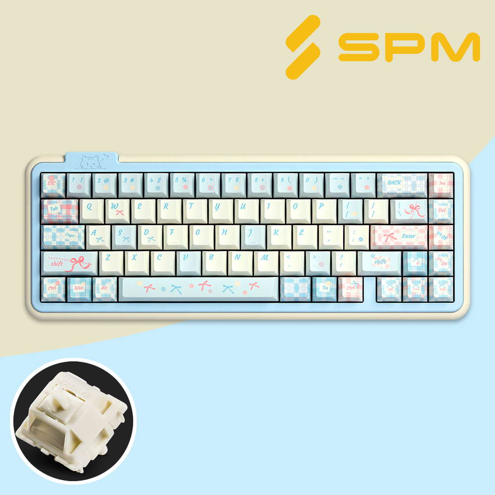 SPM NEKEY LUCK68 풀알루미늄 미니 무선키보드 크림블루, 게이트론 밀크쉐이크, 30g