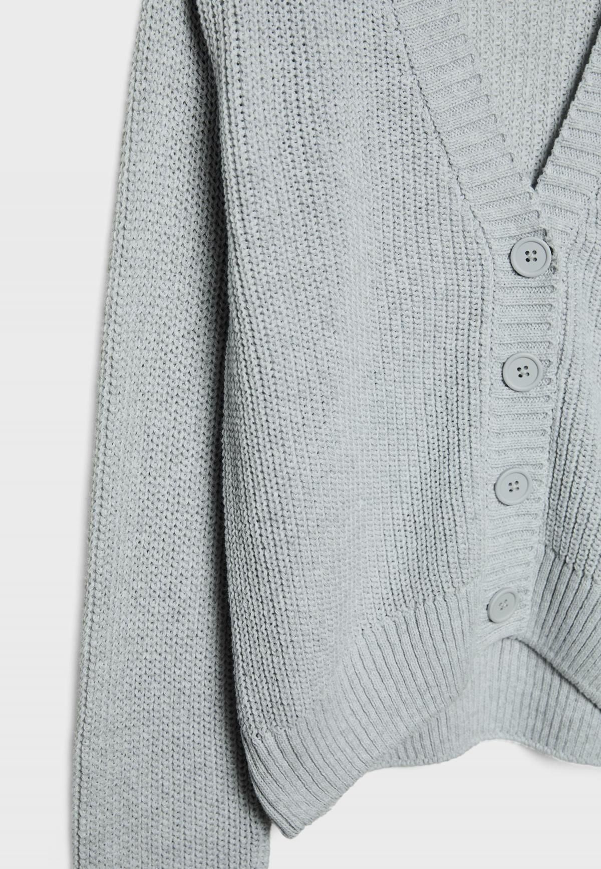 스트라디바리우스 라이트그레이 브이넥 버튼업 니트 가디건 7549/210 GREY MELANGE - 상세 이미지 2